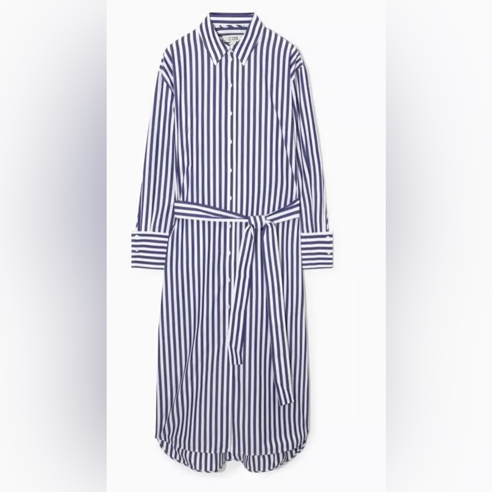 COS STRIPED MIDI SHIRT DRESS